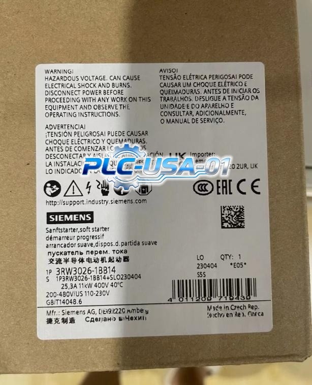 3RW3026-1BB14 1PCS Brand New Siemens 3RW3 026-1BB14 Soft Starter Fast ship 3RW3026-1BB14 1PCS Brand New Siemens 3RW3 026-1BB14 Soft Starter Fast ship