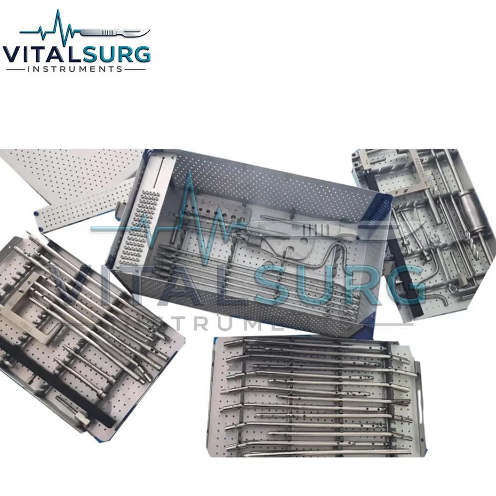 Tibia & Femur nail instrument set & 50 nails & 100screw & Aluminim box-189 Pc-SS Tibia & Femur nail instrument set & 50 nails & 100screw & Aluminim box-189 Pc-SS