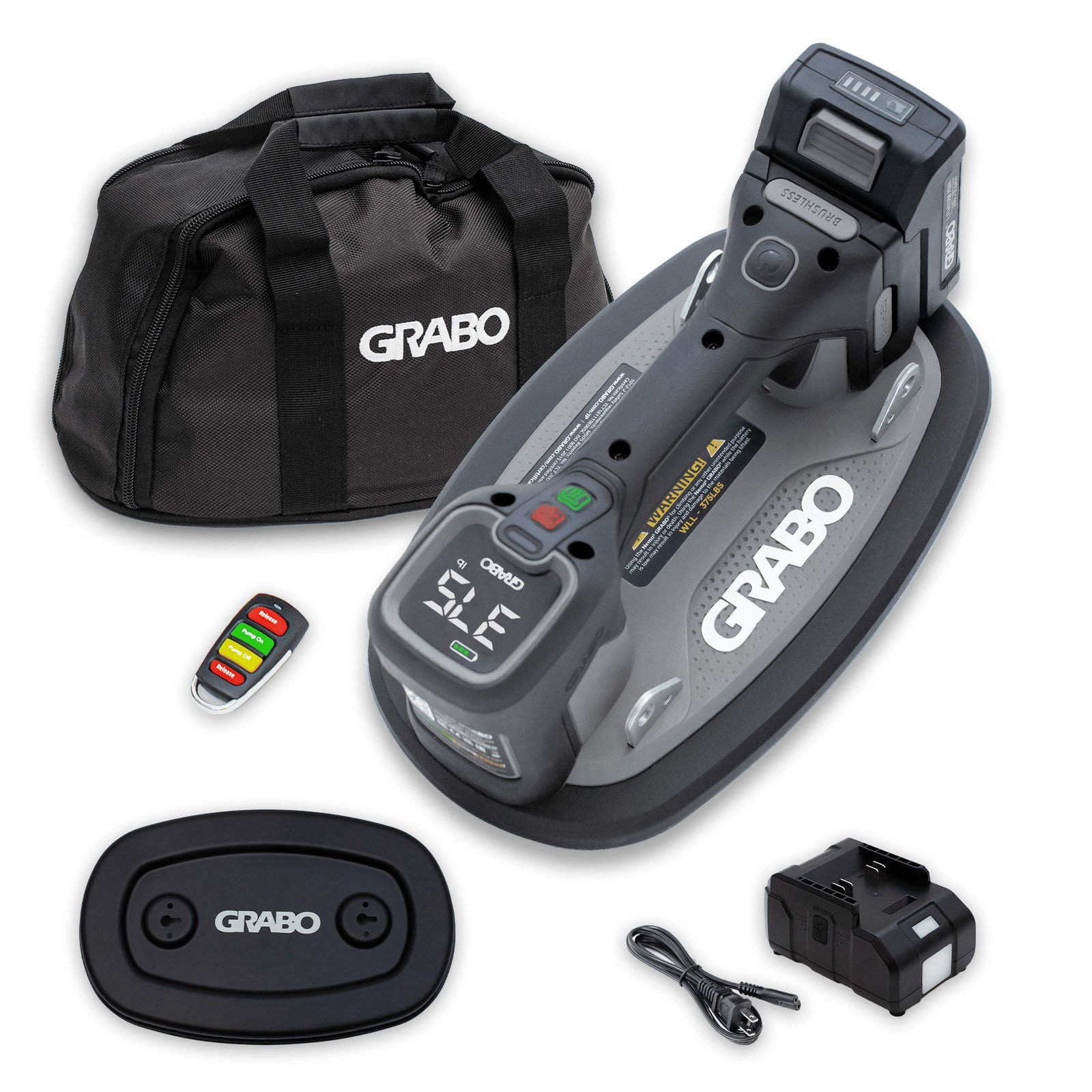 GRABO Pro Brushless Cordless Vacuum Gripster 375 lb with Wireless Remote GRABO Pro Brushless Cordless Vacuum Gripster 375 lb with Wireless Remote