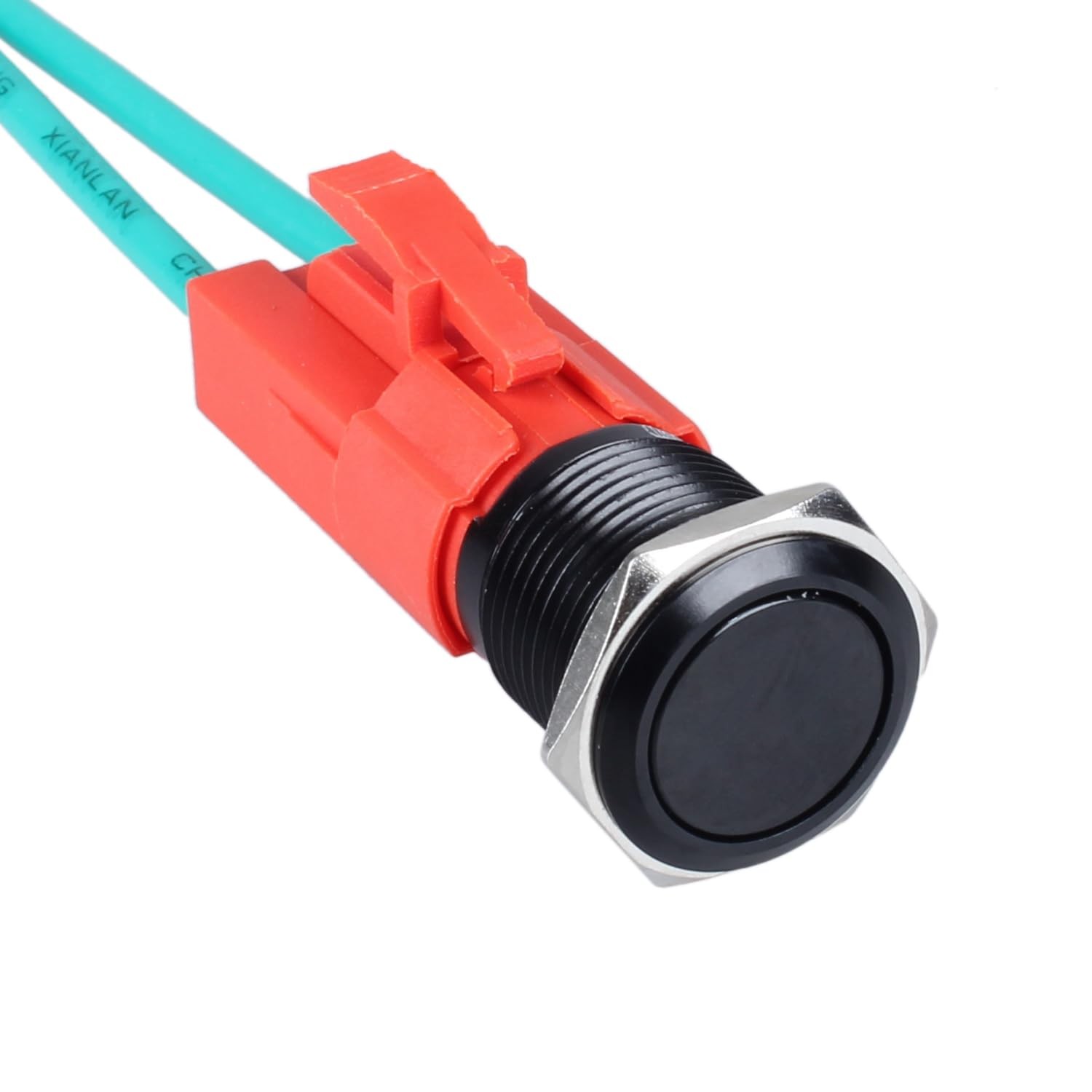 16mm 20Amp Momentary Metal Push Button Switch Waterproof Black Shell Large Cu...