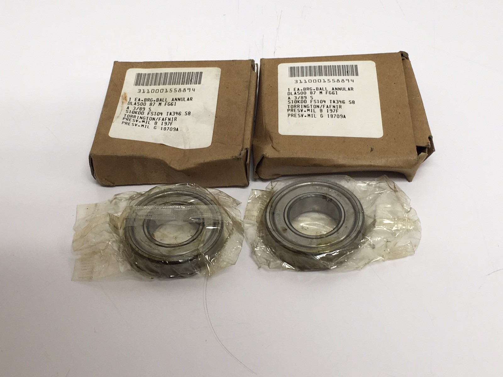 2 NEW Torrington/Fafnir S10KDD Single Row Ball Bearings 