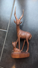 Wooden Hand-Carved Decorative African Deer Mother and Fawn Ornament 22cm picture