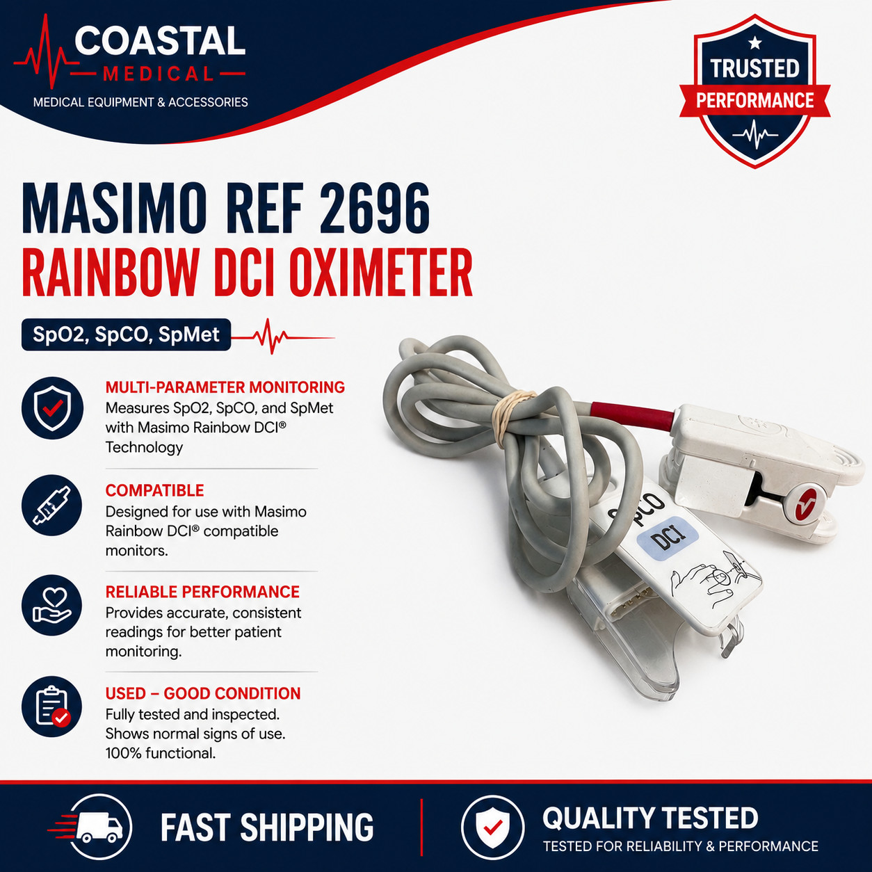 Masimo REF 2696 Rainbow DCI SpO2, SpCO, SpMet Oximeter - Used Good Condition Masimo REF 2696 Rainbow DCI SpO2, SpCO, SpMet Oximeter - Used Good Condition