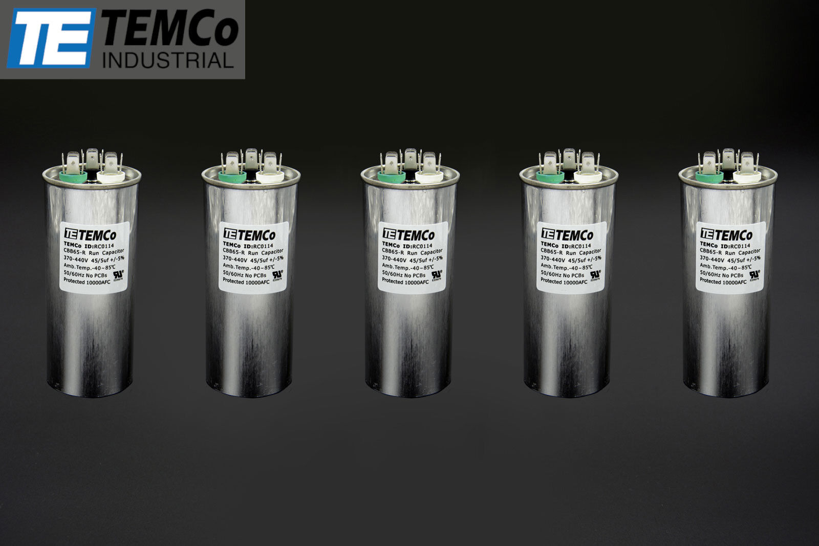 TEMCo 45+5 uf/MFD 370-440 VAC volts Round Dual Run Capacitor 50/60 Hz -Lot-5