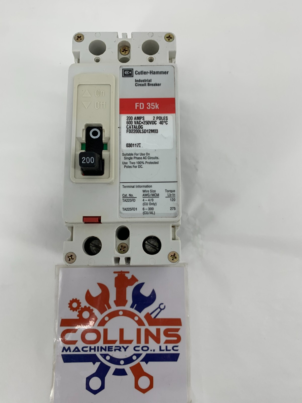 Eaton FD2200LSD12M03 200A 2P 600VAC/250VDC FD 35k Molded Case Circuit Breaker