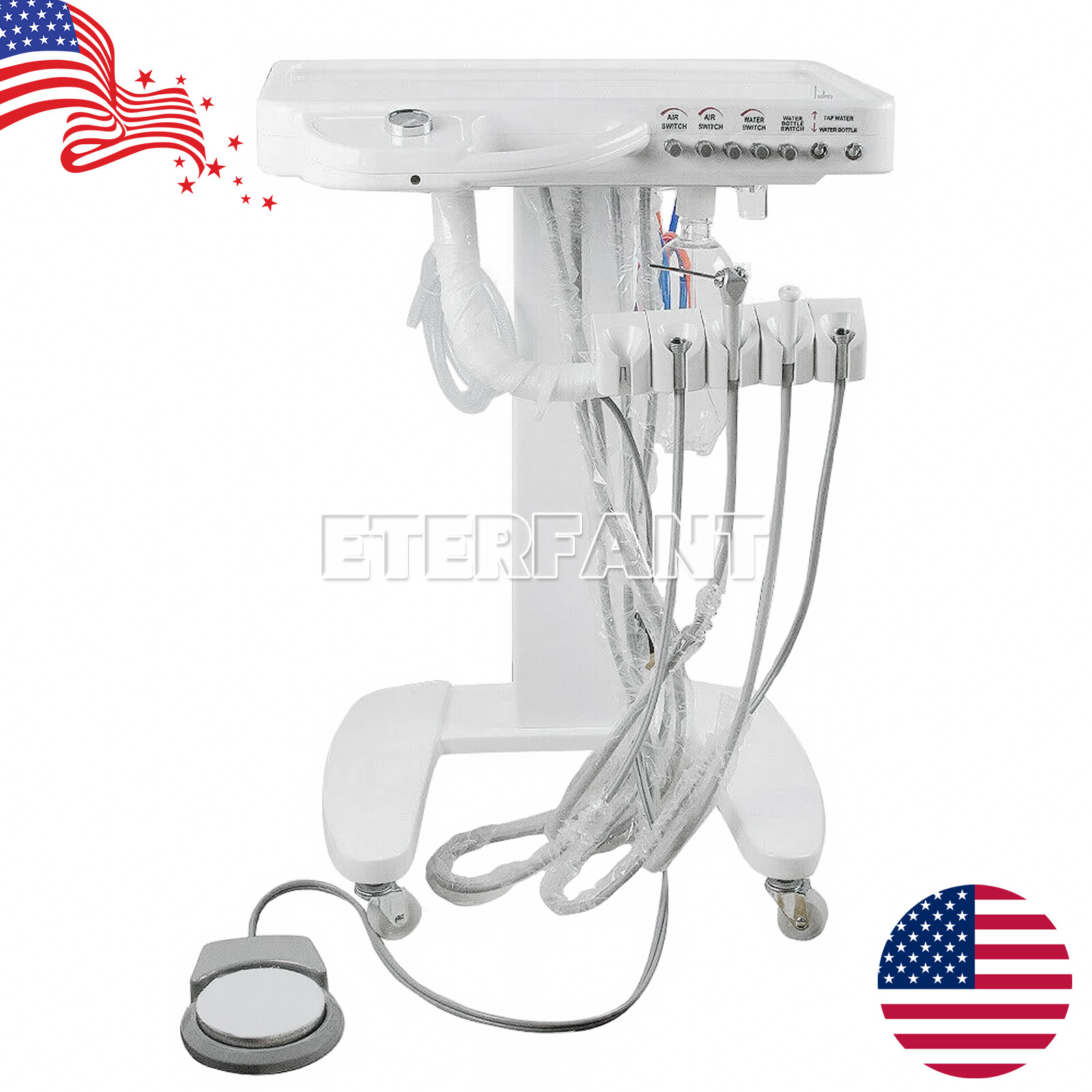 Portable Dental Mobile Delivery Unit System Cart Treatment Work Compressor 4H US Portable Dental Mobile Delivery Unit System Cart Treatment Work Compressor 4H US