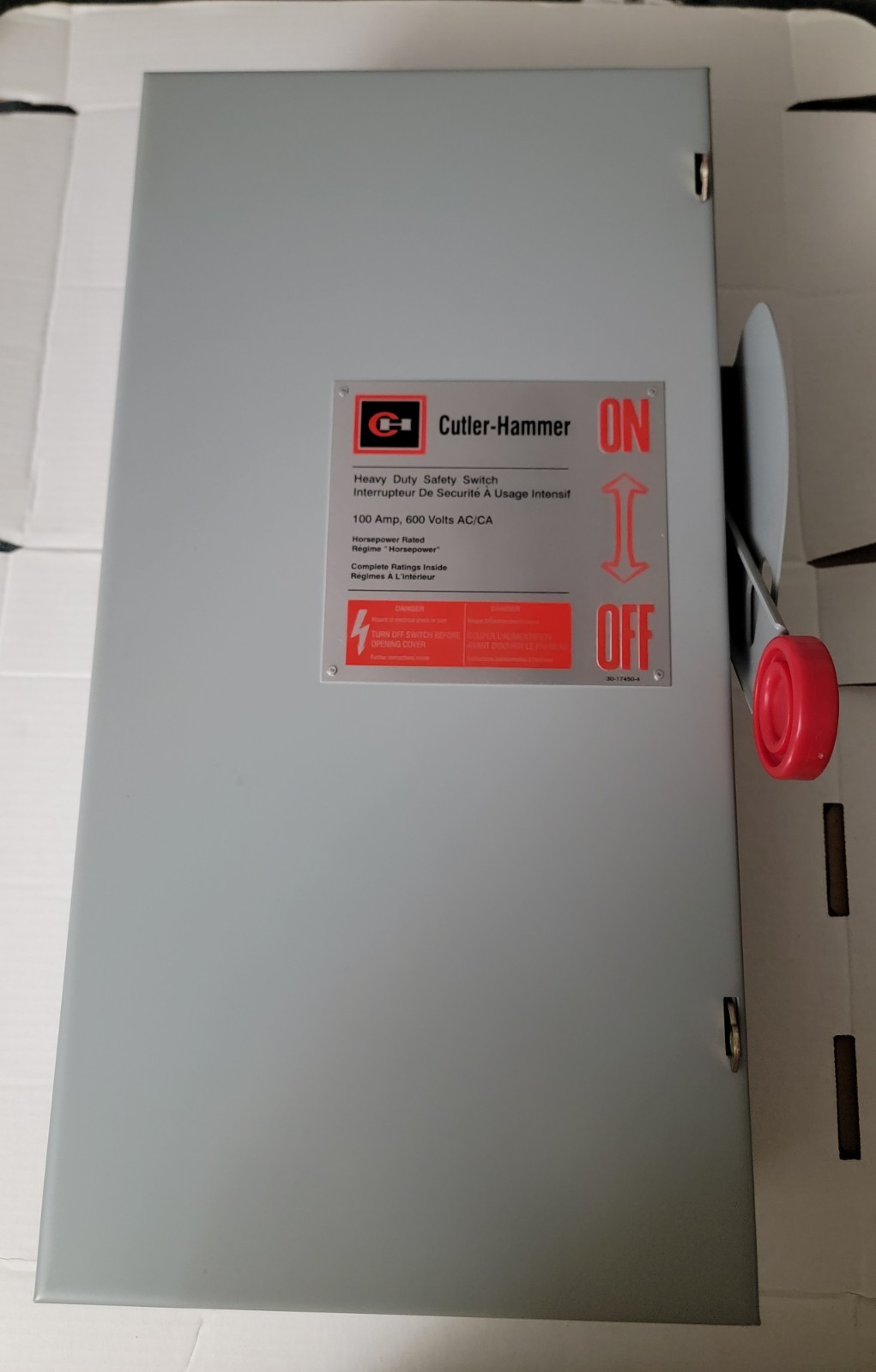 Eaton 1HD363NF 100-Amp 600V 3 POLE NON-FUSIBLE  INDOOR Type 1 ~ Cutler-Hammer