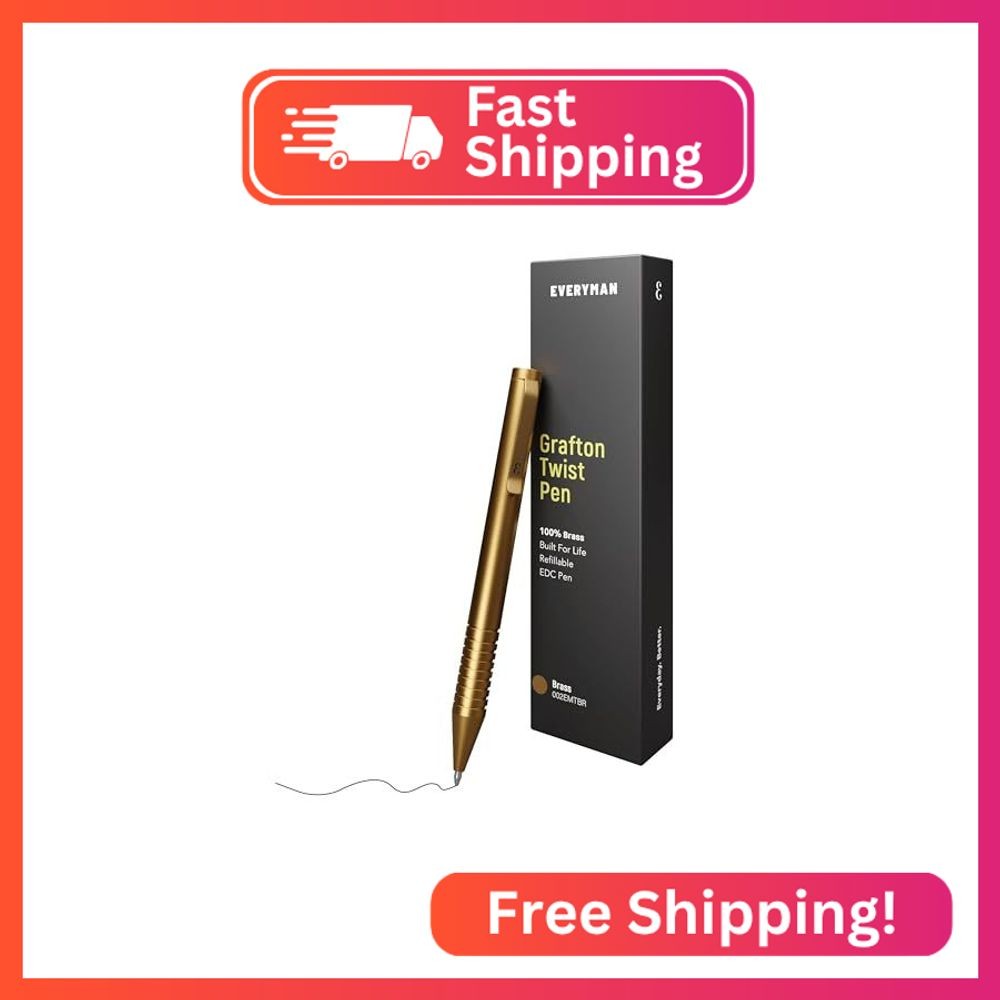 Everyman EDC Grafton Brass Mini Twist Refillable 0.7mm Metal Gel Ink Pen