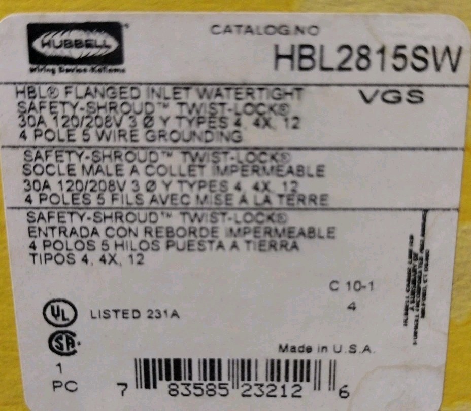 HUBBELL HBL2815SW / HBL2815SW (NEW IN BOX) HUBBELL HBL2815SW / HBL2815SW (NEW IN BOX)