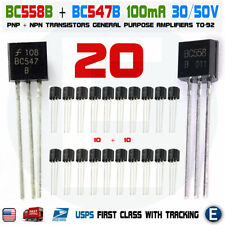 20pcs 10 x BC558B BC558 10 x BC547B BC547 Pairs Transistors NPN PNP TO-92 picture