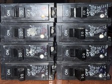 Lot of 8 LCB Corp LB120 20A 1-Pole Circuit Breakers 120/240V UNTESTED picture