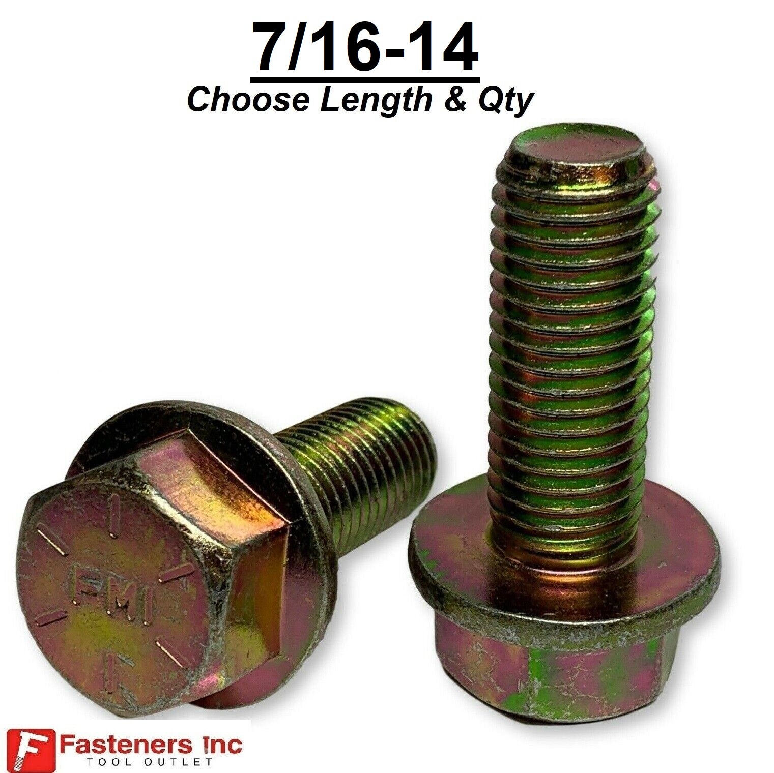 7/16-14 Grade 8 Flange Frame Bolt Yellow Zinc Plated (All Sizes & Qty's) 7/16 7/16-14 Grade 8 Flange Frame Bolt Yellow Zinc Plated (All Sizes & Qty's) 7/16