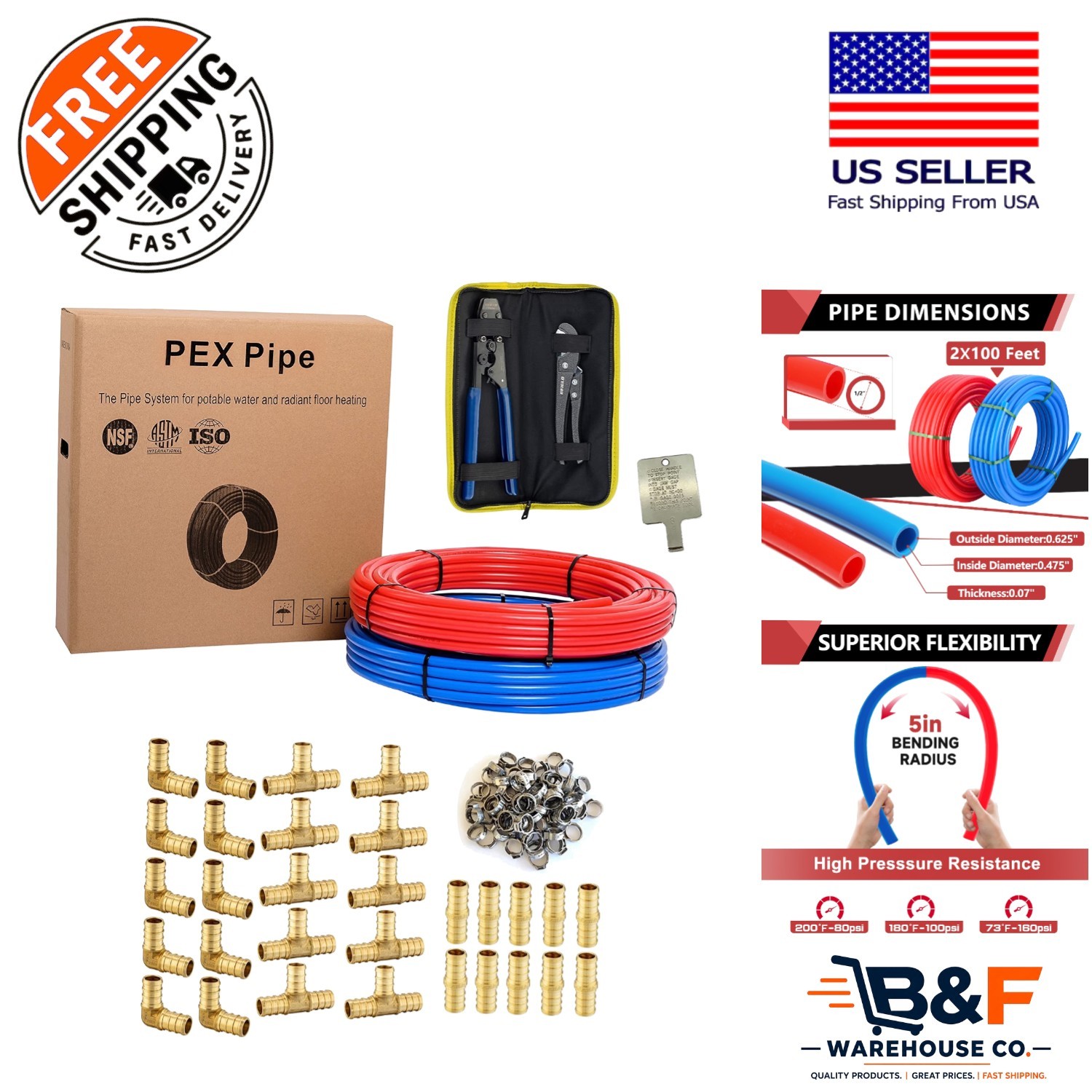 1/2 Inch PEX-b Pipe 2 x 100ft Plumbing Set - Chlorine Resistant Solutions Inside 1/2 Inch PEX-b Pipe 2 x 100ft Plumbing Set - Chlorine Resistant Solutions Inside