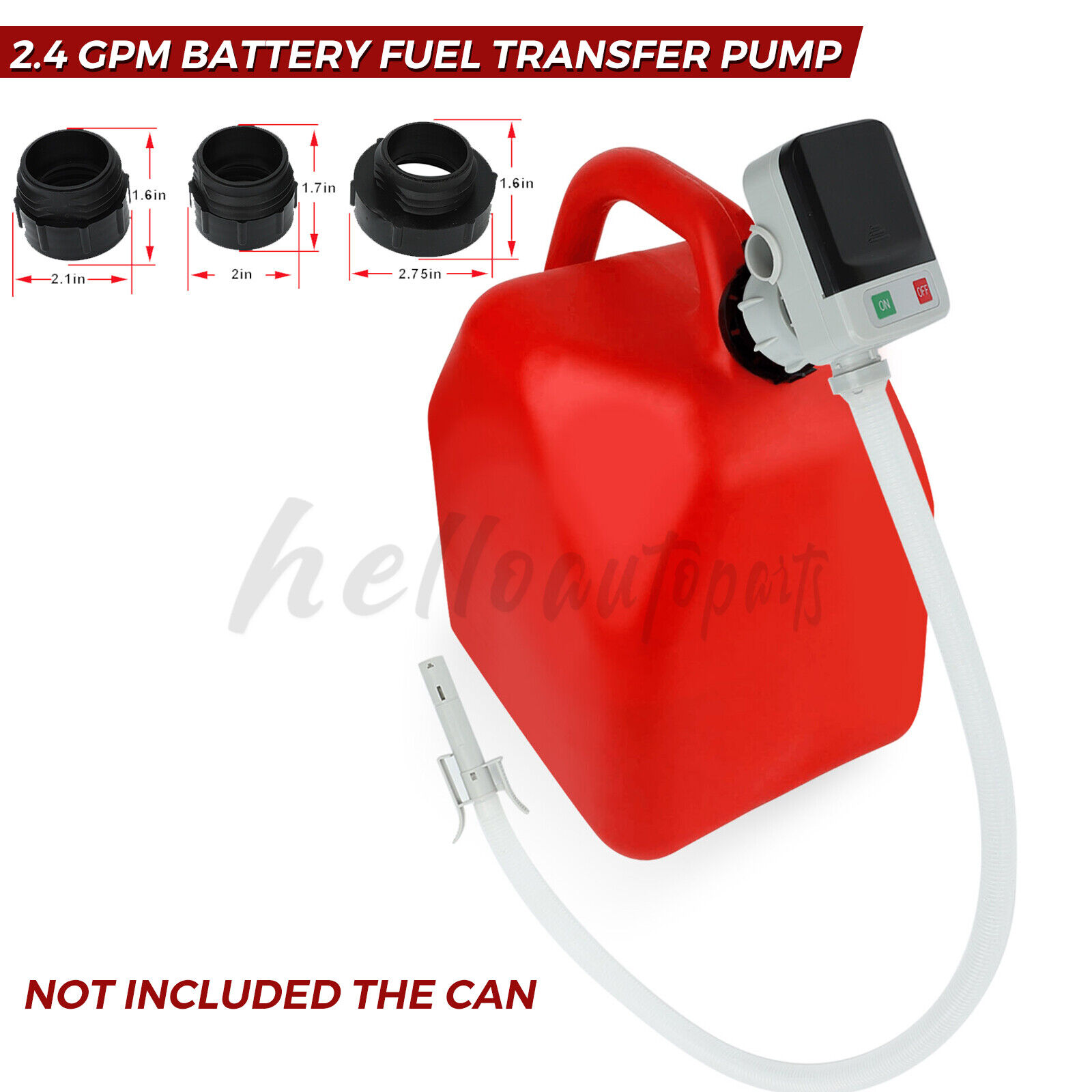 Universal 2.4 GPM Battery Powered Fuel Transfer Pump w/ Auto-Stop Extended Hose