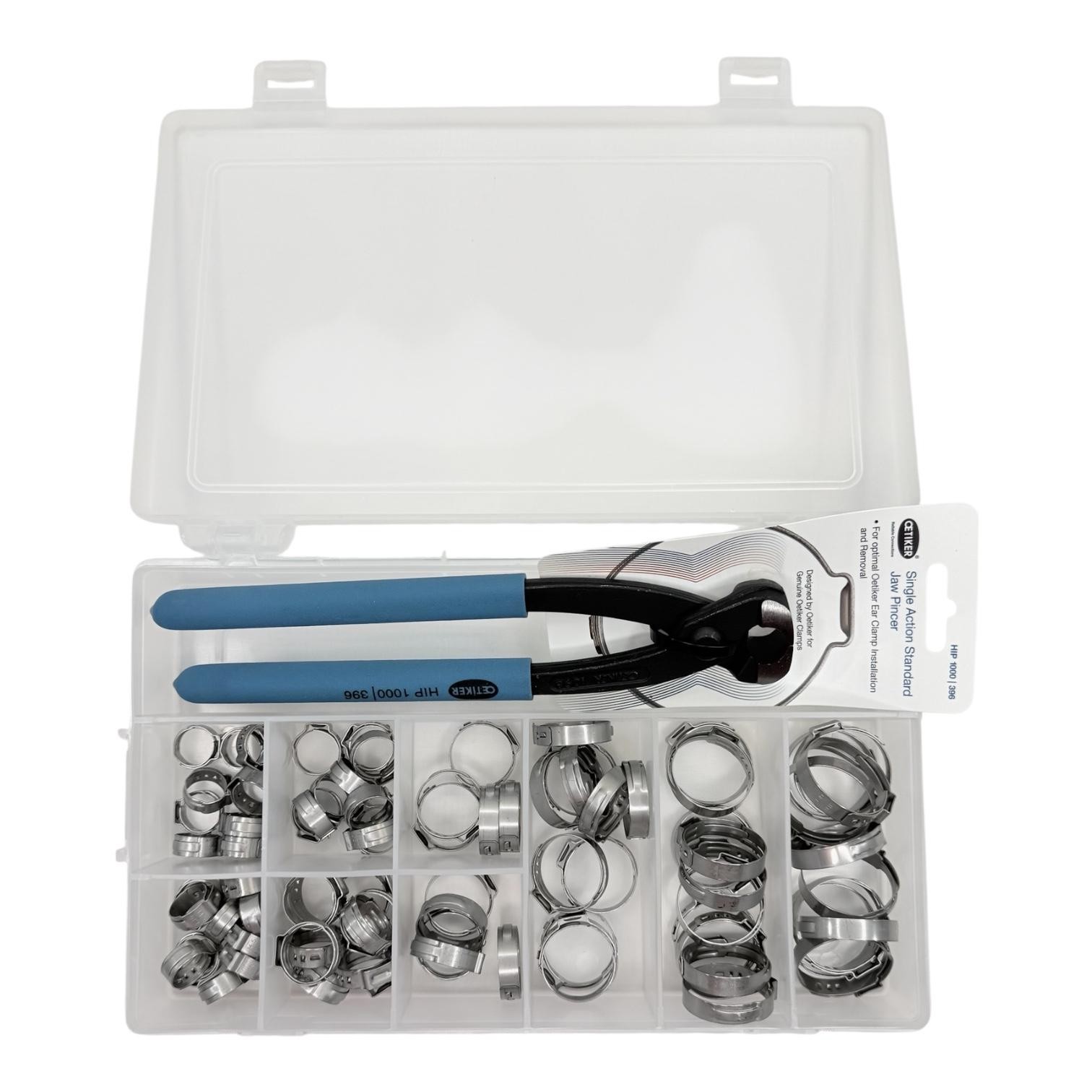Oetiker 18500060 StepLess 1-Ear Clamp Kit Stainless Steel w/ Pliers | Main ST Co Oetiker 18500060 StepLess 1-Ear Clamp Kit Stainless Steel w/ Pliers | Main ST Co