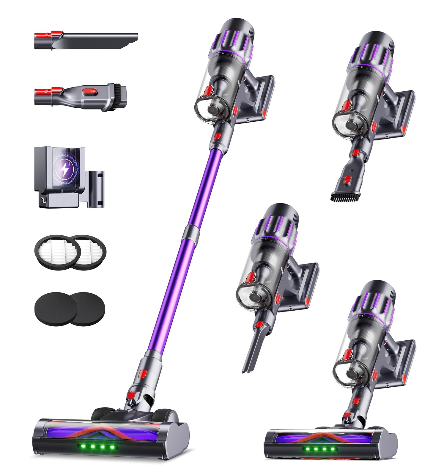 90Mins Cordless Vacuum Cleaner,Upgraded 650W 55KPA Cordless Stick Vacuum with... 90Mins Cordless Vacuum Cleaner,Upgraded 650W 55KPA Cordless Stick Vacuum with...