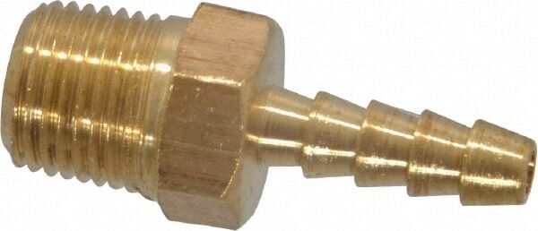 1/8 inch hose barb to 1/8 in Male M NPT Yellow brass threaded pipe fitting long