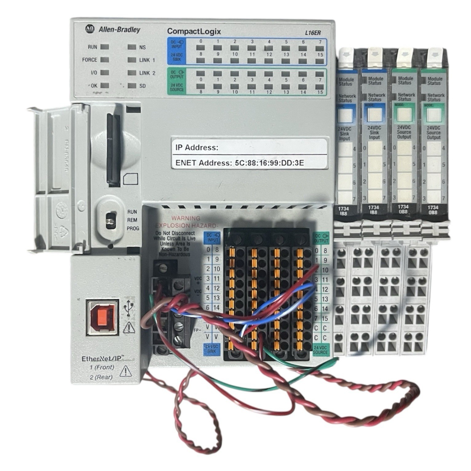 Allen Bradley 1769-L16ER-BB1B /B PROCESSOR CONTROLLER 384KB I/O Modules Included Allen Bradley 1769-L16ER-BB1B /B PROCESSOR CONTROLLER 384KB I/O Modules Included