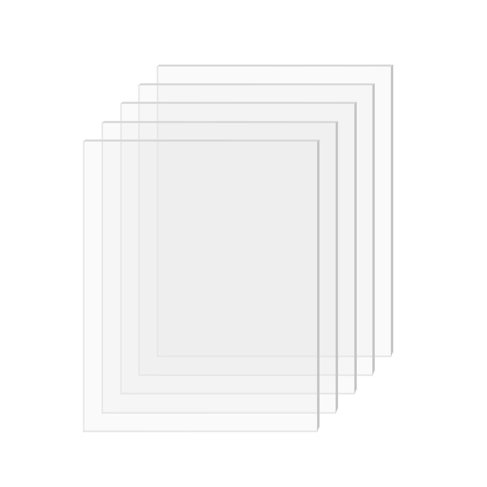 [5-Pack] SimbaLux® Acrylic Sheet Clear 8”x10” 0.08” Thick (2mm) Plexiglass