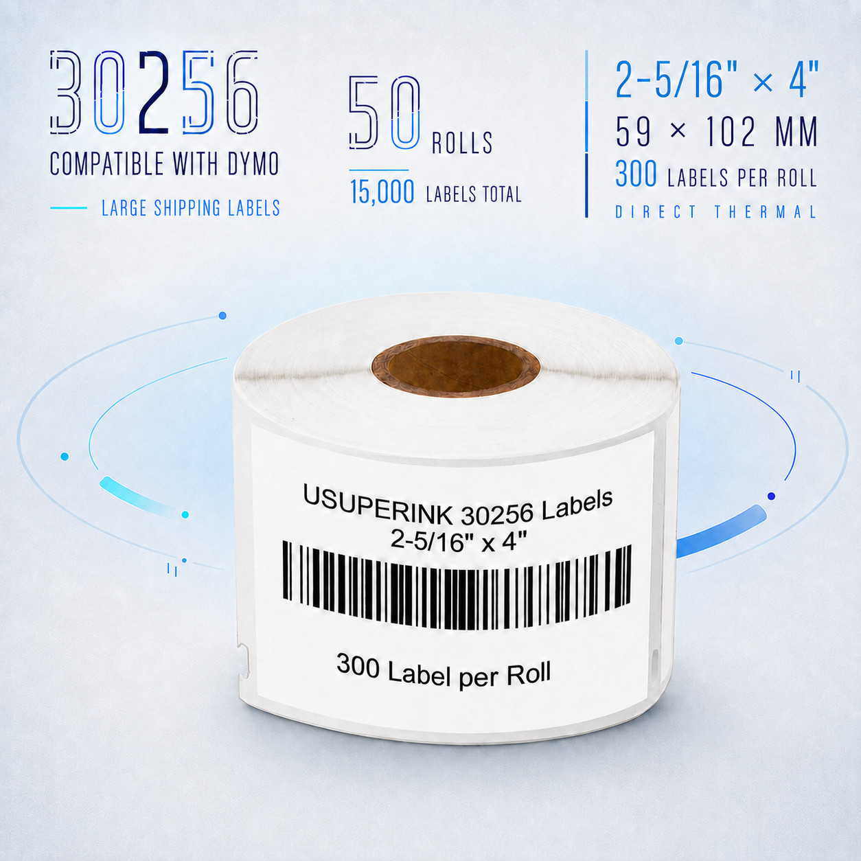 50Rolls Shipping Labels for DYMO 450 Twin Turbo, 30256 59 x 102 mm, 300/Rol
