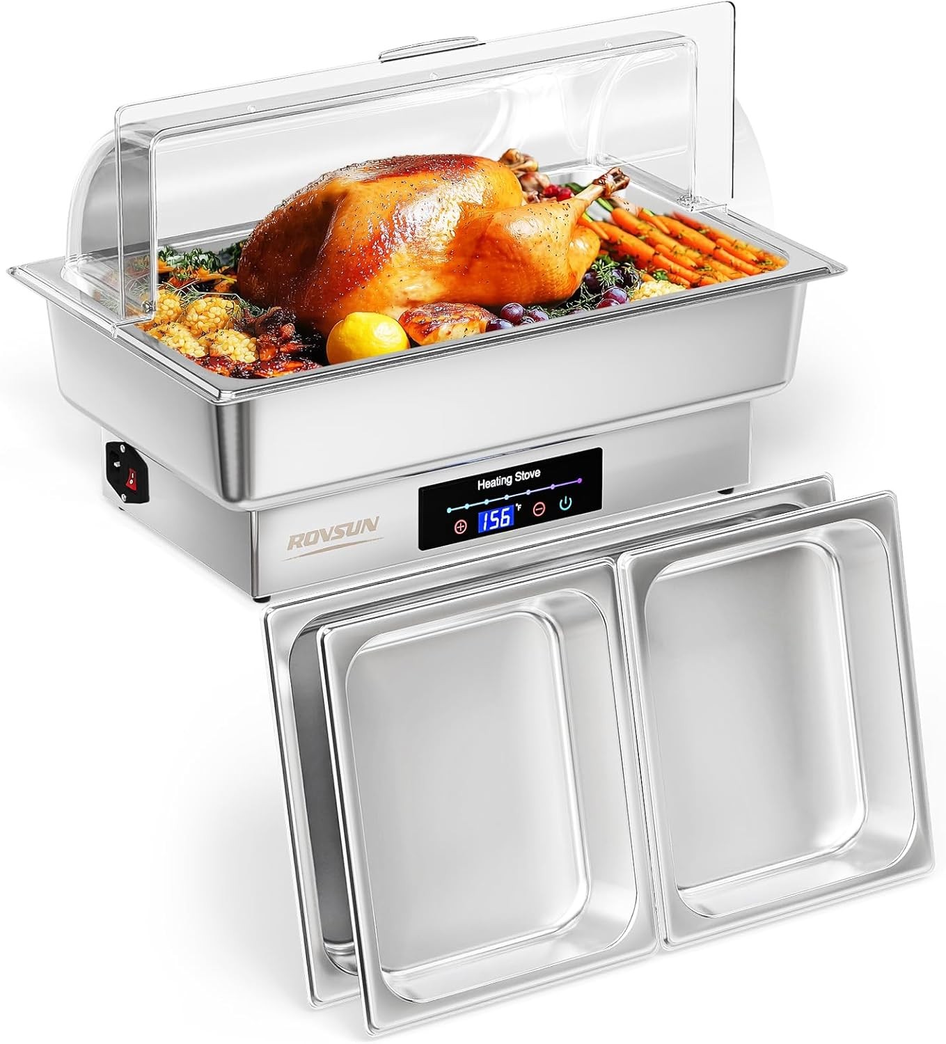 ROVSUN 9QT Electric Chafing Dishes for Buffet with Temperature Control Display ROVSUN 9QT Electric Chafing Dishes for Buffet with Temperature Control Display