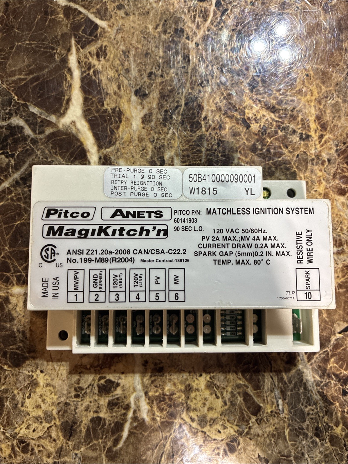 Magikitchn / Pitco 60141903 Ignition Spark Control, 120V, 50/60HZ Magikitchn / Pitco 60141903 Ignition Spark Control, 120V, 50/60HZ