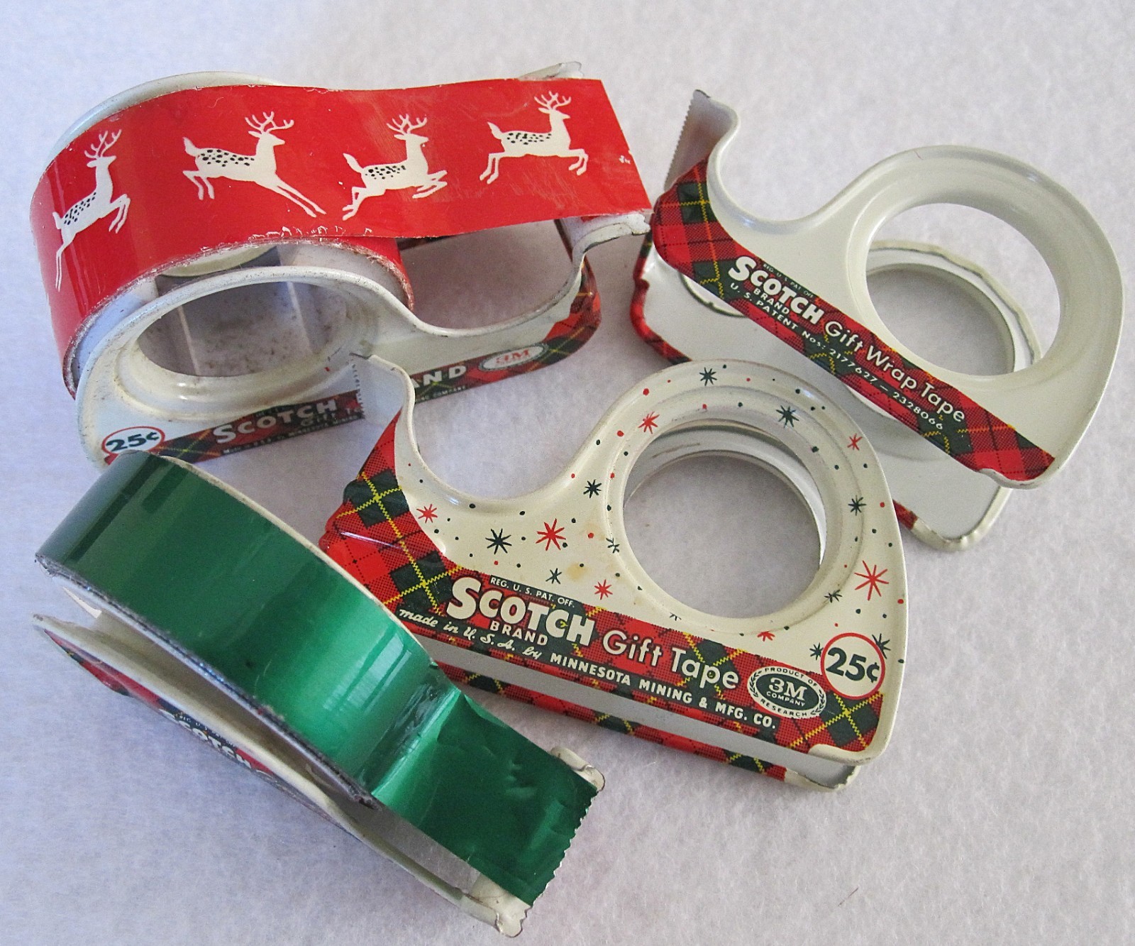 Vintage Scotch Brand Metal Christmas Gift Tape Dispensers Vintage Scotch Brand Metal Christmas Gift Tape Dispensers