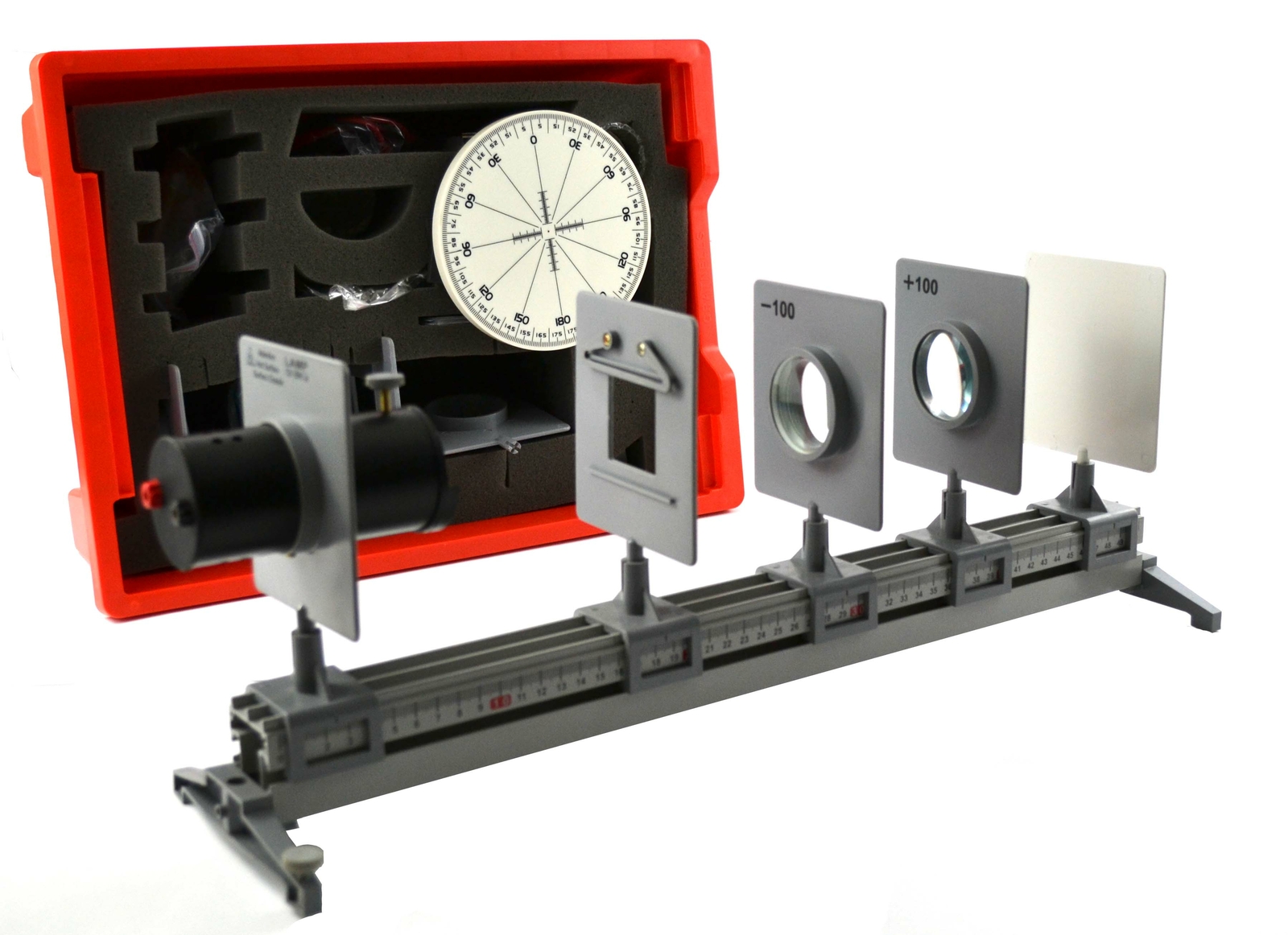 Eisco Labs Complete Optical Bench and Attachement Set, with 20 Lab Activities Eisco Labs Complete Optical Bench and Attachement Set, with 20 Lab Activities