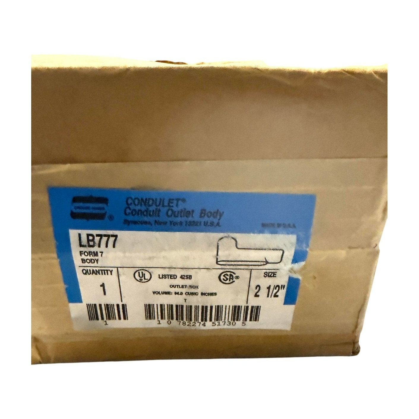 Crouse-Hinds LB777 2-1/2 in Condulet Form 7 LB Conduit Outlet Body