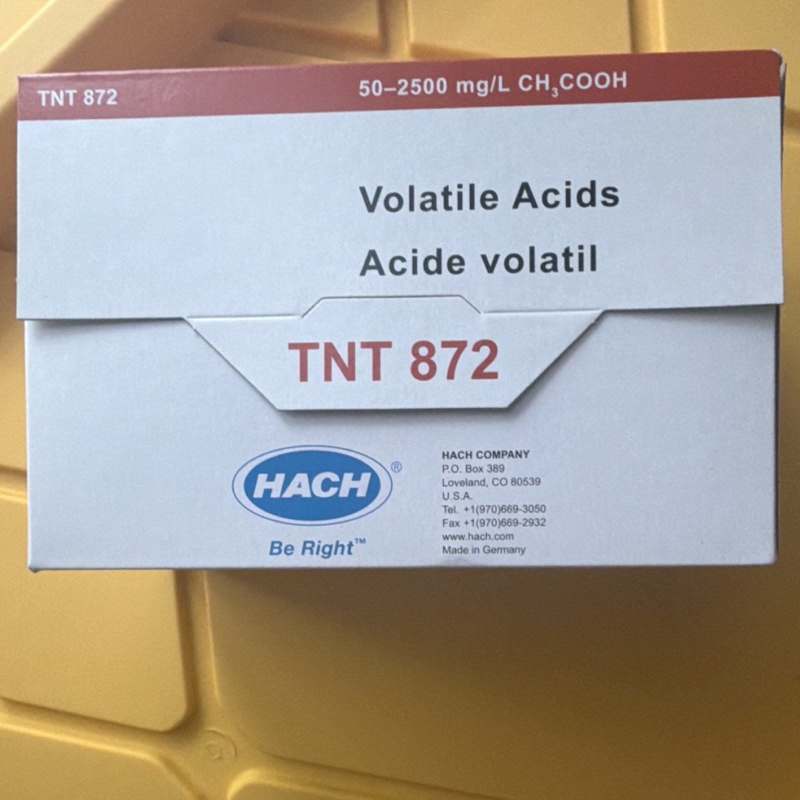 Hach TNT 872 Volatile Acids Test Vials 50-2500 mg/L CH3COOH 25 Hach TNT 872 Volatile Acids Test Vials 50-2500 mg/L CH3COOH 25