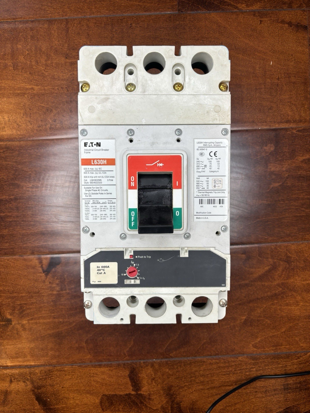 EATON CAT# LGH3630NN 600A/600V 3 Pole TESTED, GUARANTEED & 