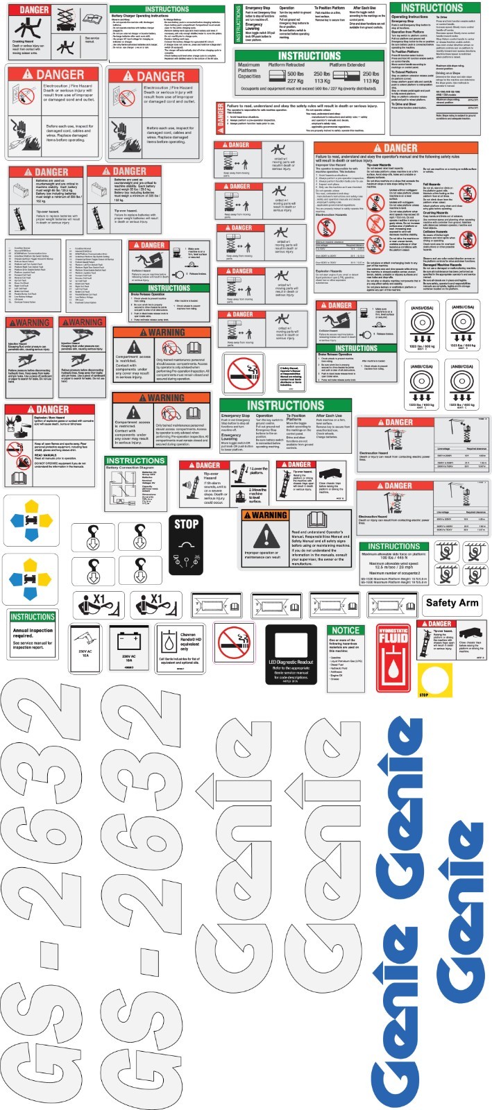 Fits Genie GS-2632 Decal Kit Scissor Lift Stickers - Fits Genie GS-2632 Decal Kit Scissor Lift Stickers -