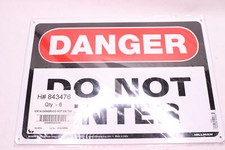 (6-Pk) Hillman Danger Do Not Enter Sign White Aluminum 10