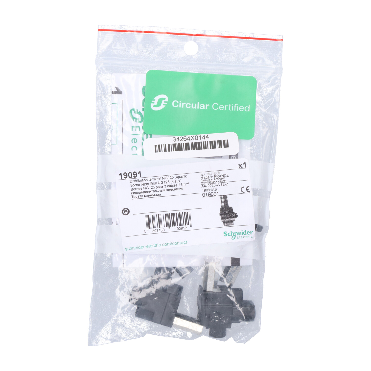 Schneider Electric 19091 Distribution Terminal Block NG125 New NFP (4pcs)