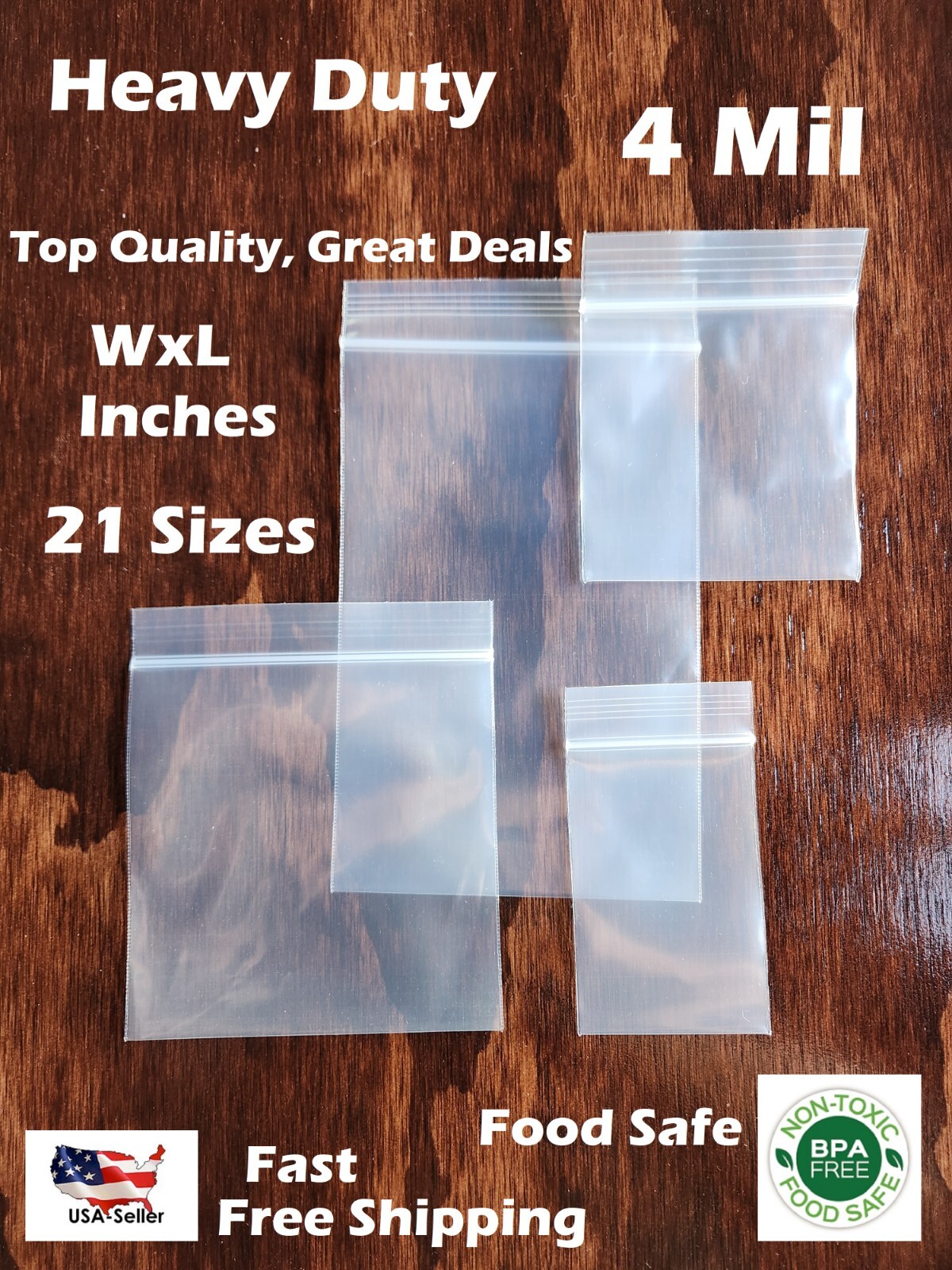 HEAVY DUTY 4 Mil Clear Zipper Bags Reclosable Top Seal Lock Plastic Jewelry 4Mil HEAVY DUTY 4 Mil Clear Zipper Bags Reclosable Top Seal Lock Plastic Jewelry 4Mil