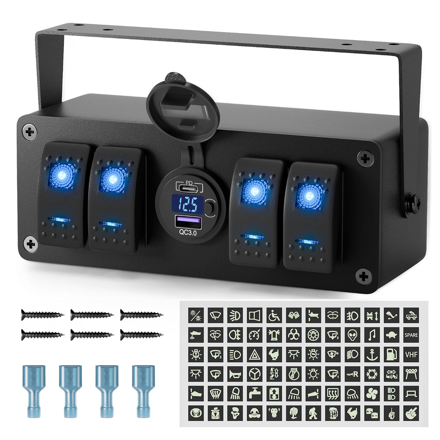 4 Gang Rocker Switch Box 12V SPST ON/Off Marine Switch Panel 12 Volt Waterpro... 4 Gang Rocker Switch Box 12V SPST ON/Off Marine Switch Panel 12 Volt Waterpro...