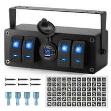 4 Gang Rocker Switch Box 12V SPST ON/Off Marine Switch Panel 12 Volt Waterpro... picture