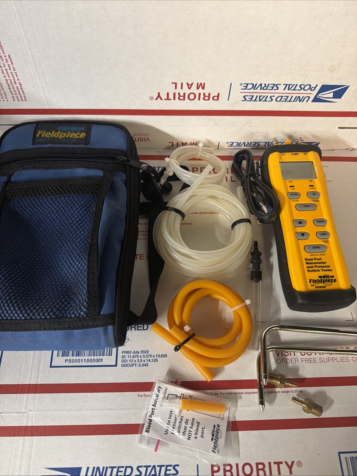 Fieldpiece SDMN6 Dual Port Manometer and Pressure Switch Tester with Case
