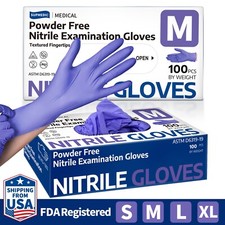 Medical Nitrile Exam Gloves 100 PCs Powder-Free Food-Safe Disposable Glove picture