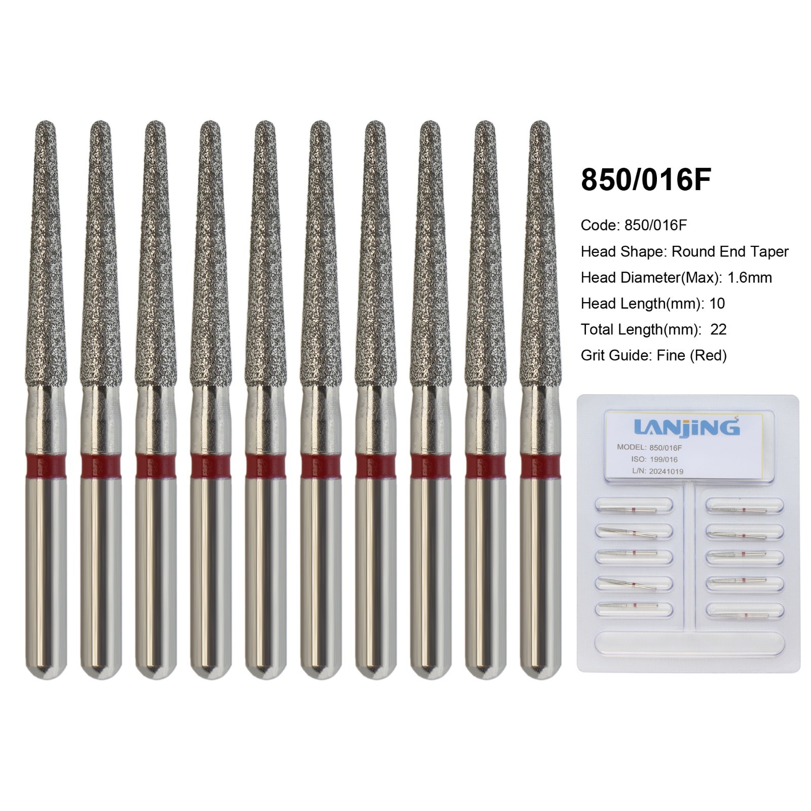 FG Diamond Bur Round End Taper Crown & Bridge Diamonds Super Coarse Fine 856 850 FG Diamond Bur Round End Taper Crown & Bridge Diamonds Super Coarse Fine 856 850