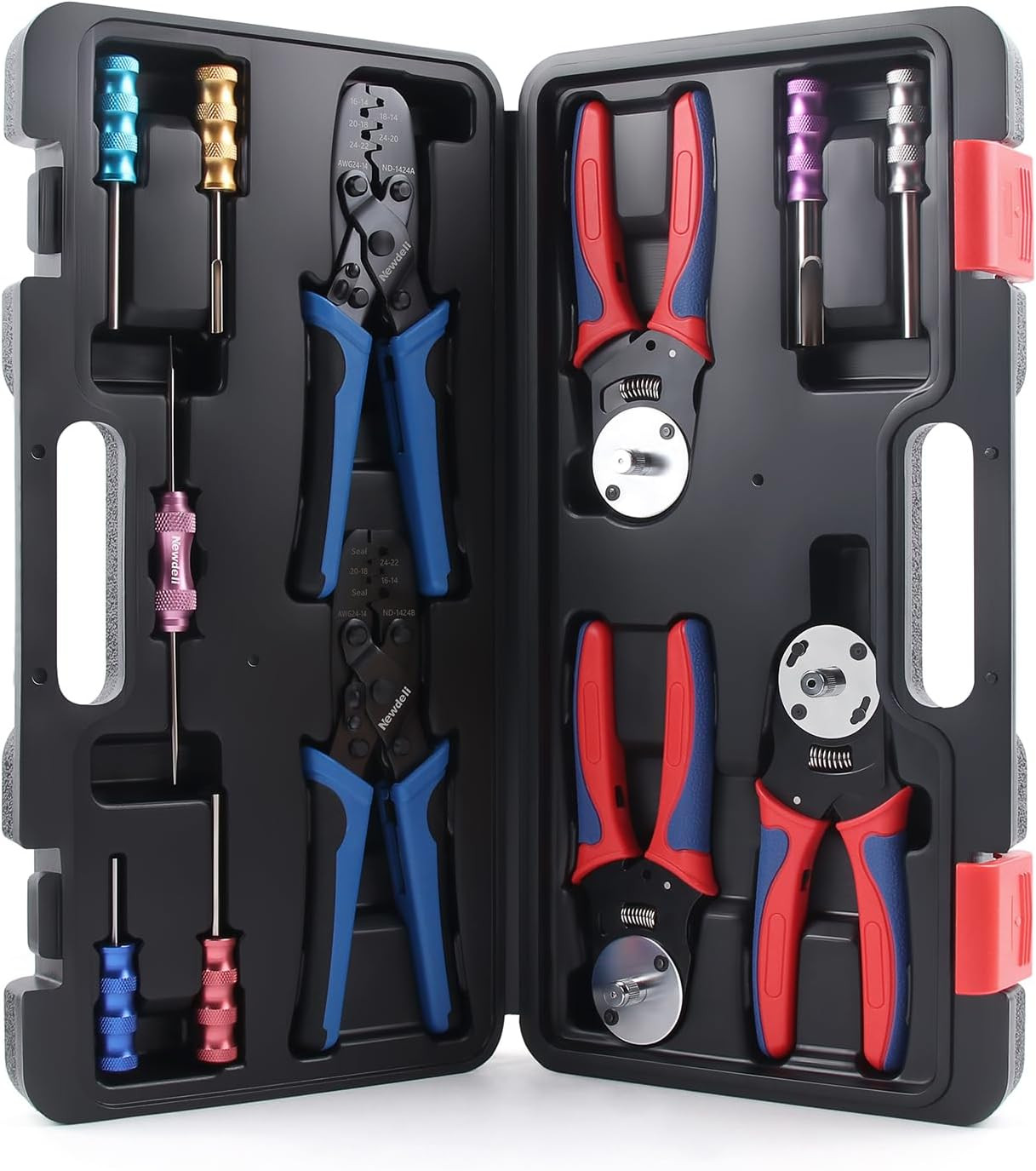 12Pcs Deutsch Crimp Tool Kit Weather Pack Crimpers Close Barrel & Open Barrel Cr