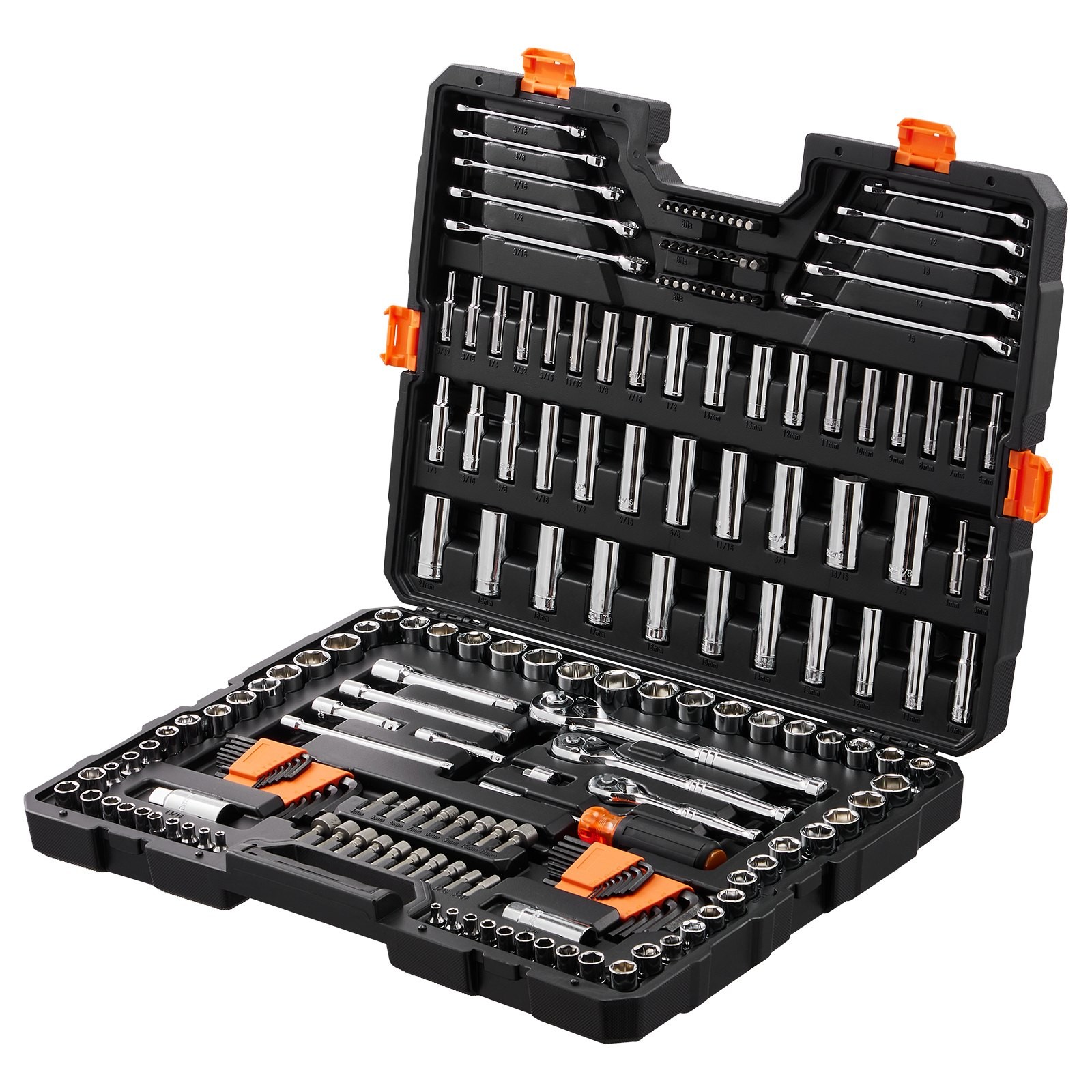 205-Piece Mechanics Tool Set with Sockets, Wrenches & Bits, Storage Case 205-Piece Mechanics Tool Set with Sockets, Wrenches & Bits, Storage Case
