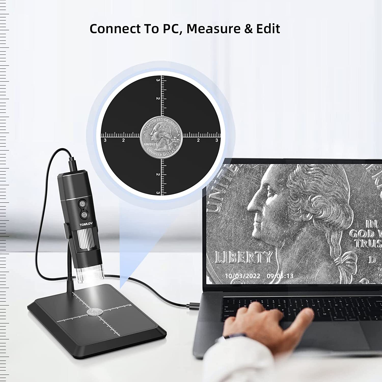 TOMLOV Wireless Digital Microscope 1000X Magnification Wifi Portable Coin Scope