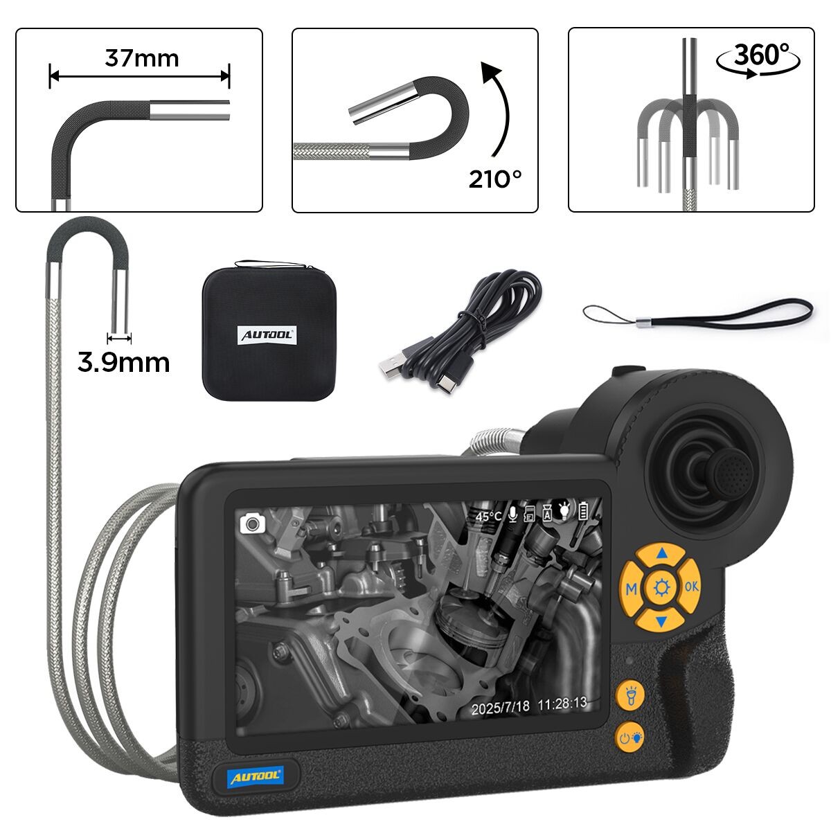 AUTOOL 4-Way 360° Joystick Borescope Endoscope Inspection Camera 3.9mm 6 Light AUTOOL 4-Way 360° Joystick Borescope Endoscope Inspection Camera 3.9mm 6 Light