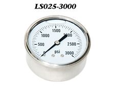 0-3000 PSI Liquid Filled Pressure Gauge, 2.5” Stainless Steel Face, 1/4