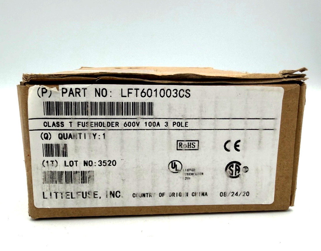 LITTLEFUSE LFT601003CS Class T Fuse Block 3-Pole 100A 600V -Free 2nd Day Air
