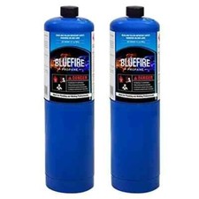 BLUEFIRE 2x Standard Propane Gas Fuel Cylinder / Canister,14 oz, 97% High Purity picture