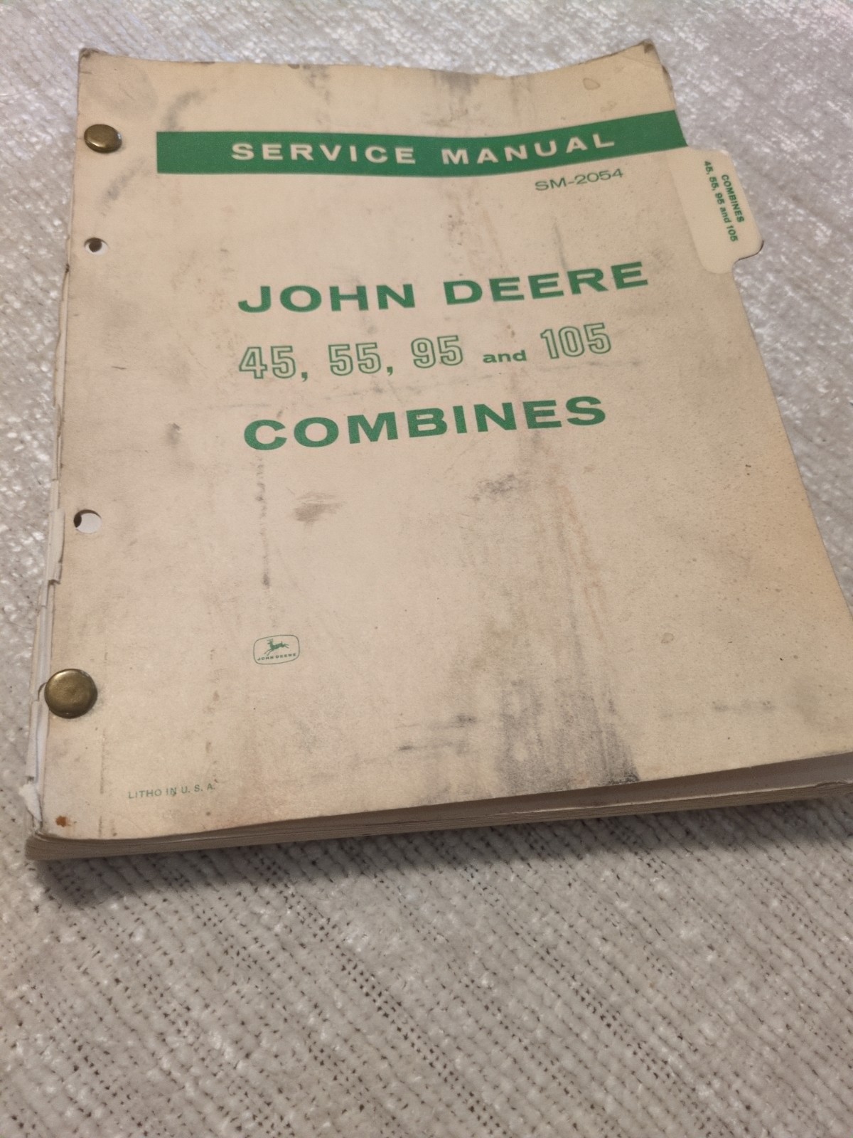 John Deere 45 55 95 & 105  Combine Shop Service Repair Manual SM2054