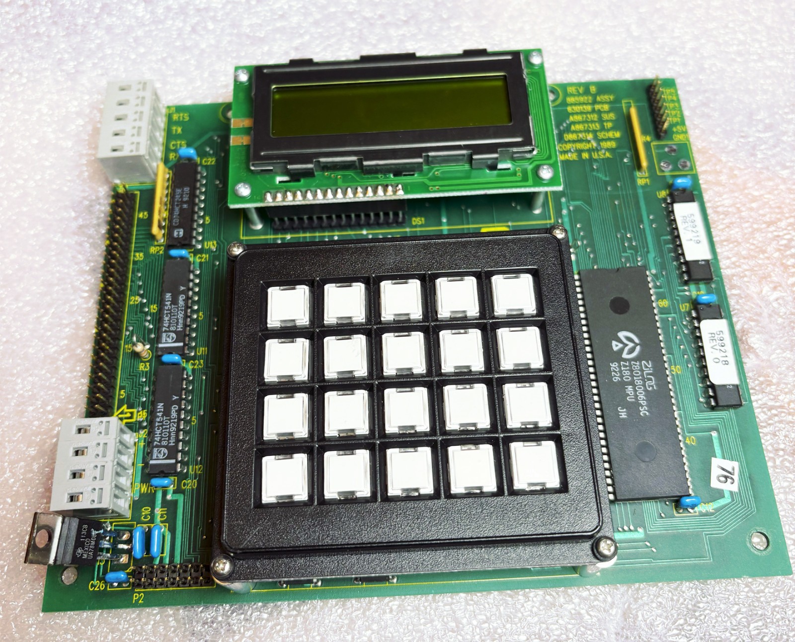 Vintage Zilog Z180 SBC, with Removable Display and 4X5 Keyboard, PCB Vintage Zilog Z180 SBC, with Removable Display and 4X5 Keyboard, PCB