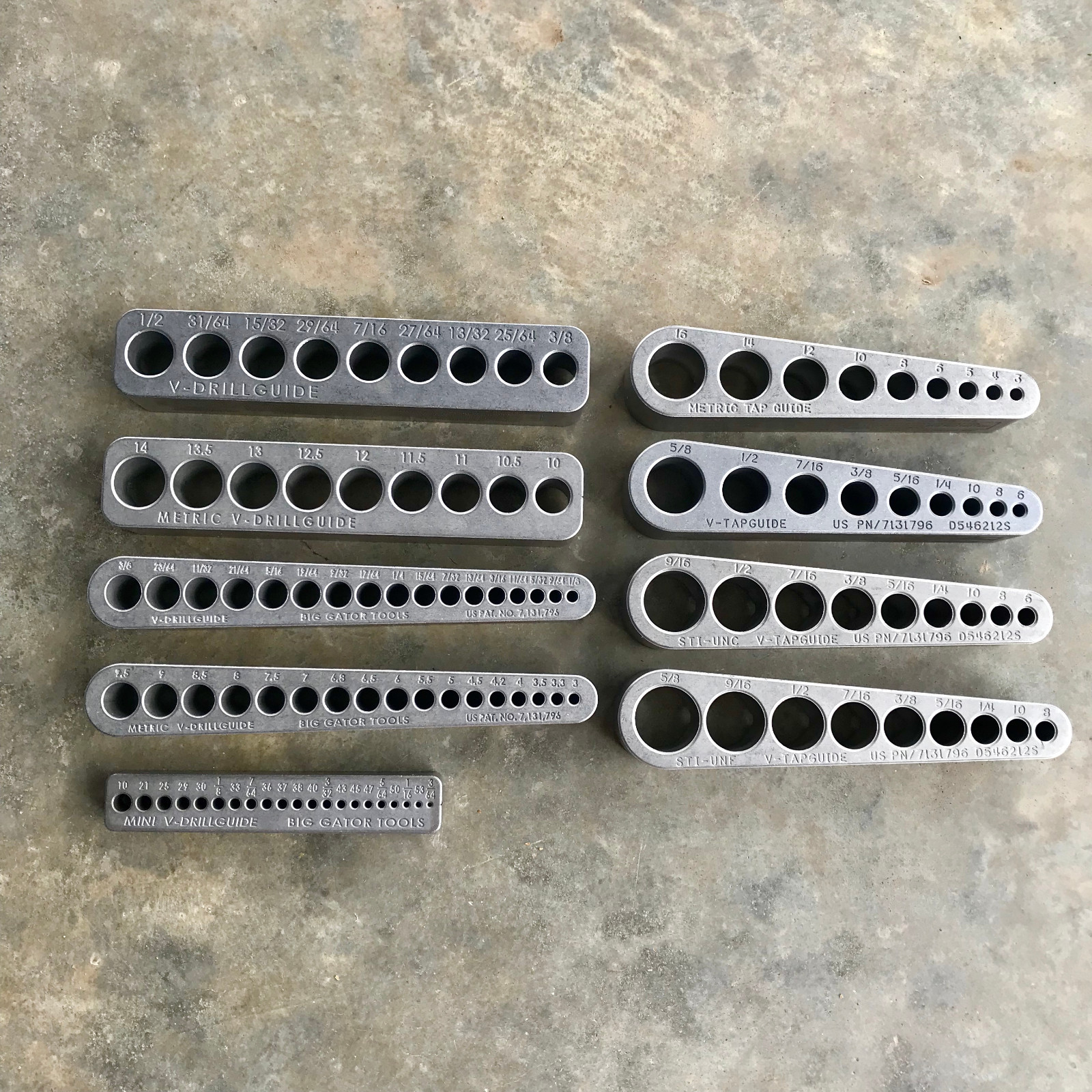 The Ultimate Big Gator Set - 9 Piece Set - 5 Drill Bit Guides & 4 Tap Guides